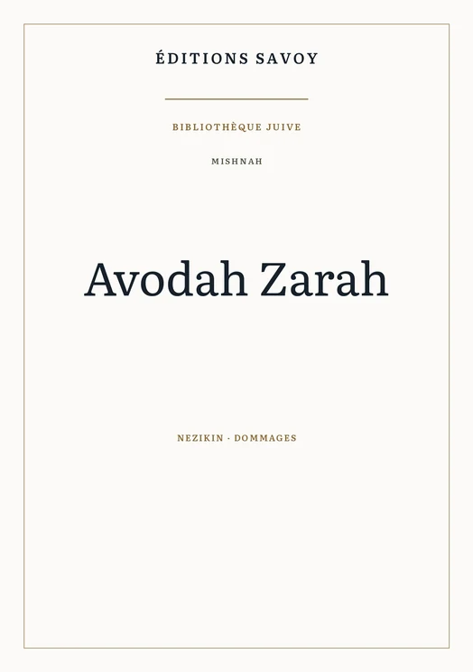 Couverture — Mishnah — Avodah Zarah