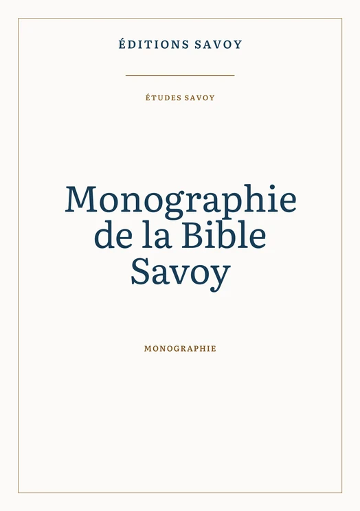 Couverture — Monographie de la Bible Savoy